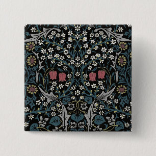 Bóton Quadrado 5.08cm William Morris Blackthorn Floral Art Nouveau