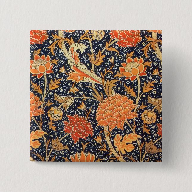 Bóton Quadrado 5.08cm William Morris Cray Floral Art Nouveau Pattern (Frente)
