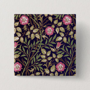 Bóton Quadrado 5.08cm William Morris Sweet Briar Floral Art Nouveau