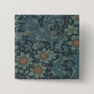 Bóton Quadrado 5.08cm William Morris Vintage Orchard Floral Design
