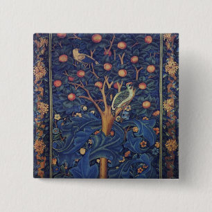 Bóton Quadrado 5.08cm William Morris Woodpecker Tapeçaria Artes e Artesa