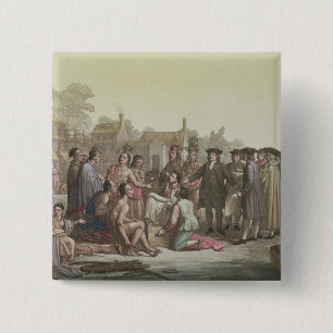 Bóton Quadrado 5.08cm William Penn que negocia o tratado que conduz ao