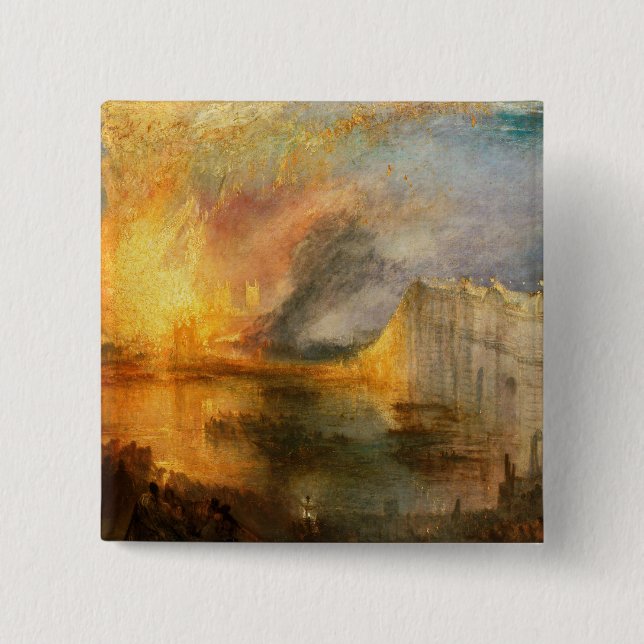 Bóton Quadrado 5.08cm William Turner - A Queima do Parlamento (Frente)
