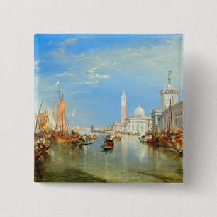 Bóton Quadrado 5.08cm William Turner - Veneza, A Dogana e San Giorgio
