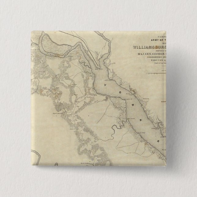 Bóton Quadrado 5.08cm Williamsburg até a Casa Branca (Frente)