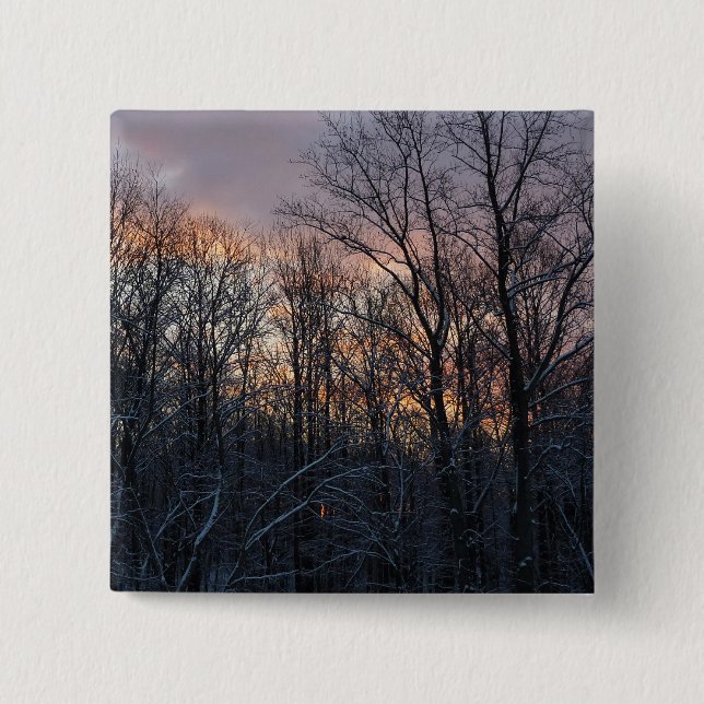 Bóton Quadrado 5.08cm Winter Sunrise I Pastel Nature Landscape (Frente)