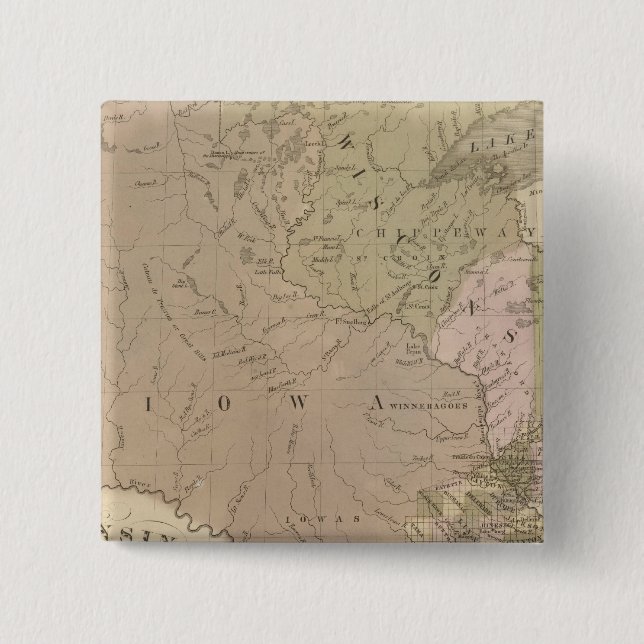 Bóton Quadrado 5.08cm Wisconsin e Iowa (Frente)
