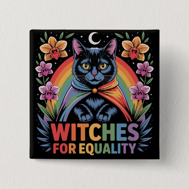 Bóton Quadrado 5.08cm Witches For Equality Feminist (Frente)