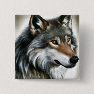 Bóton Quadrado 5.08cm Wolf Painting