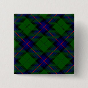 Bóton Quadrado 5.08cm Xadrez do verde azul do tartan do clã de Armstron