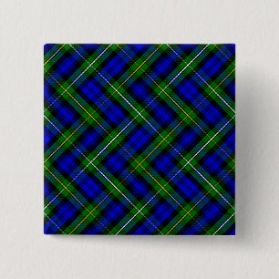 Bóton Quadrado 5.08cm Xadrez verde azul Campbell tartan