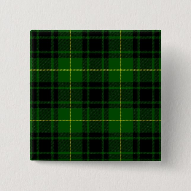 Bóton Quadrado 5.08cm Xadrez verde MacArthur tartan (Frente)