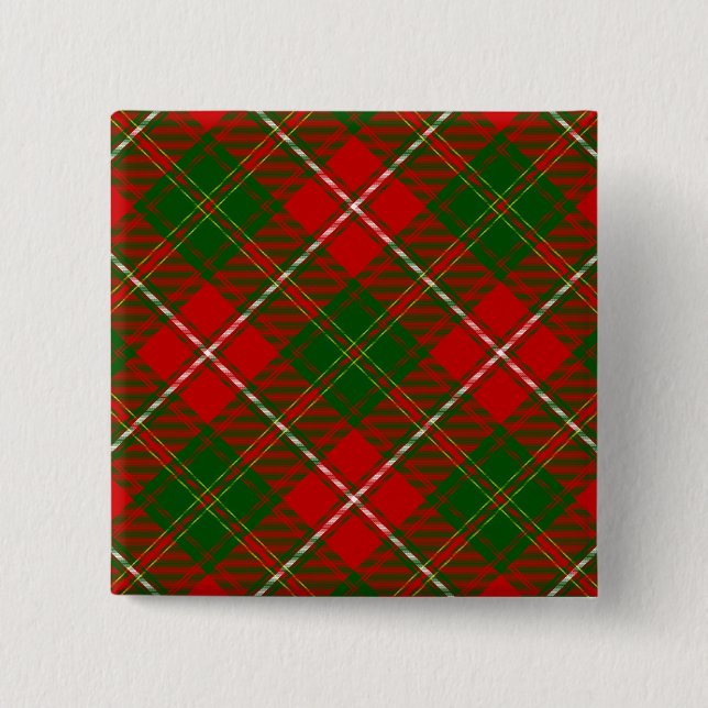 Bóton Quadrado 5.08cm Xadrez verde-tartan (Frente)