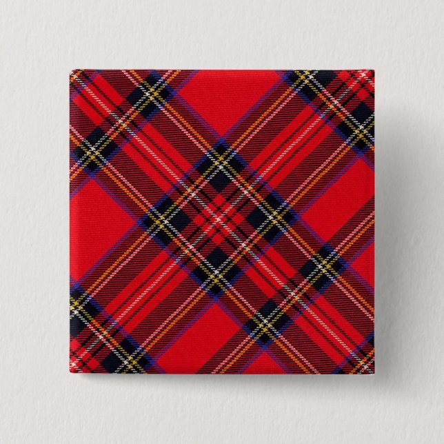 Bóton Quadrado 5.08cm Xadrez vermelha de Stewart tartan (Frente)