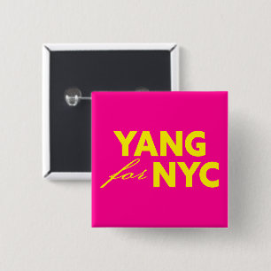 Bóton Quadrado 5.08cm Yang pela Nova Iorque da NYC Eleição Magenta
