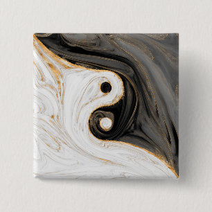 Bóton Quadrado 5.08cm Yin Yang Liquid Marble