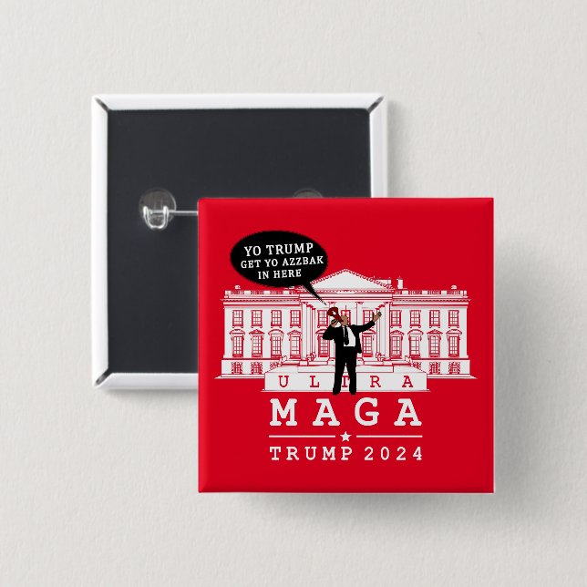 BÓTON QUADRADO 5.08CM  YO TRUMP 2024 WHITEHOUSE (Frente & Verso)