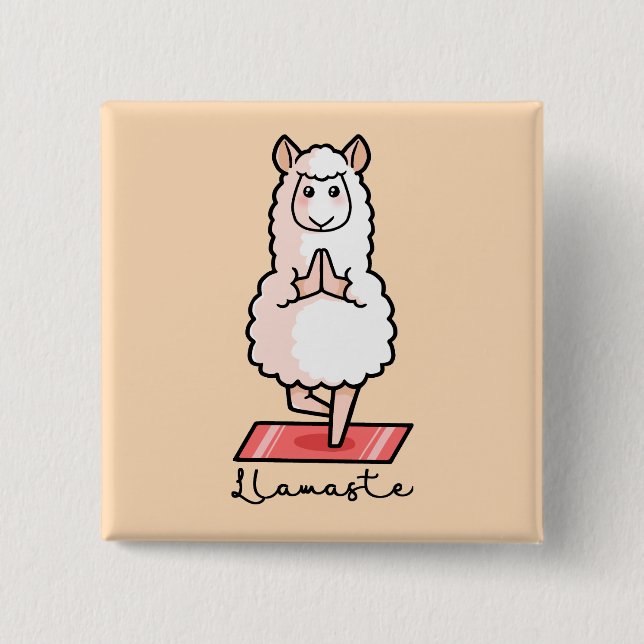 Bóton Quadrado 5.08cm Yoga Llama - Llamaste (Frente)