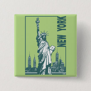 Bóton Quadrado 5.08cm York-Estátua nova da liberdade