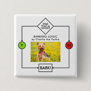 Bóton Quadrado 5.08cm Yorkshire Terrier Barking Logic Nome Personalizado
