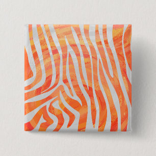 Bóton Quadrado 5.08cm Zebra Orange e Impressão branco