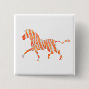 Bóton Quadrado 5.08cm Zebra Orange e White Silhouette