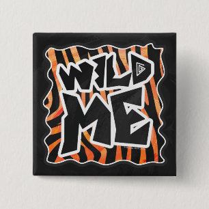 Bóton Quadrado 5.08cm Zebra Preta e Laranja