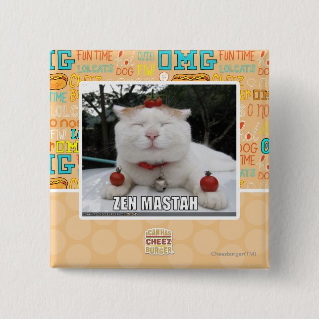 Bóton Quadrado 5.08cm Zen Mastah (Frente)