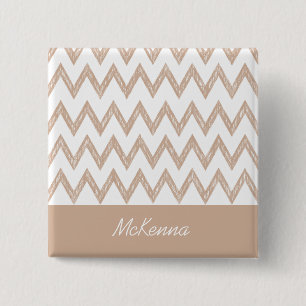 Bóton Quadrado 5.08cm Ziguezagues na moda de Tan Chevron do lápis com