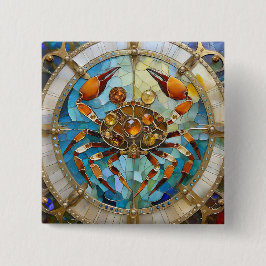 Bóton Quadrado 5.08cm Zodiac - Cancer O Caranguejo