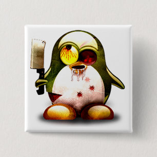 Bóton Quadrado 5.08cm Zombi Tux (Linux Tux)