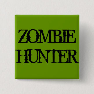 Bóton Quadrado 5.08cm Zombie Hunter, Botão Verde Quadrado