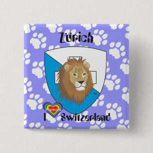 Bóton Quadrado 5.08cm Zurique Suíça Switzerland Button