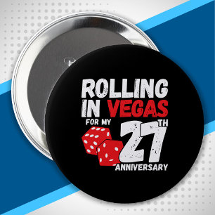 Bóton Redondo 10.16cm 27º aniversário Casou 27 Anos Viagem de Las Vega