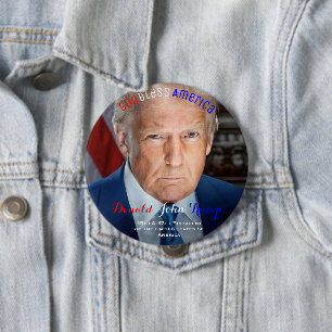 Bóton Redondo 10.16cm 45º e 47º Presidente dos EUA Donald Trump