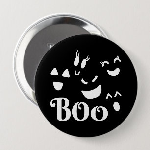 Bóton Redondo 10.16cm Adorable Fantasma Preto e Branco de Halloween BOO