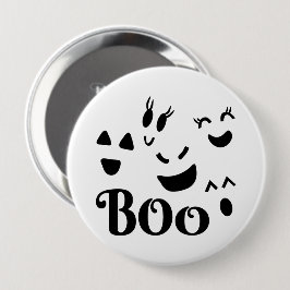 Bóton Redondo 10.16cm Adorável Fantasma de Halloween Preto e Branco BOO