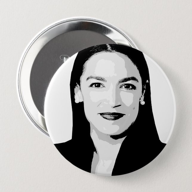 Bóton Redondo 10.16cm Alexandria Ocasio-Cortez (Frente & Verso)
