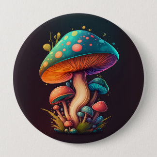 Bóton Redondo 10.16cm Amanita Muscaria Trippy Botão de 4"