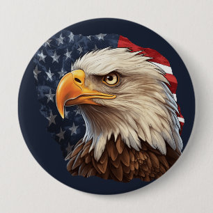 Bóton Redondo 10.16cm American Flag Bald Eagle