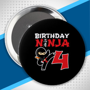 Bóton Redondo 10.16cm Aniversário de criança Ninja - Tema de Partido com