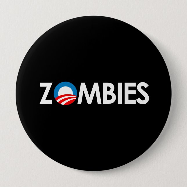 Bóton Redondo 10.16cm Anti-Obama - Branco-Zombies (Frente)
