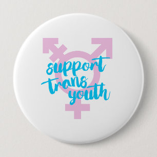 Bóton Redondo 10.16cm Apoio à Juventude Trans - Símbolo Trans - - -