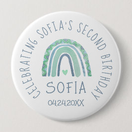 Bóton Redondo 10.16cm Arco-íris de bico verde-mint e azul