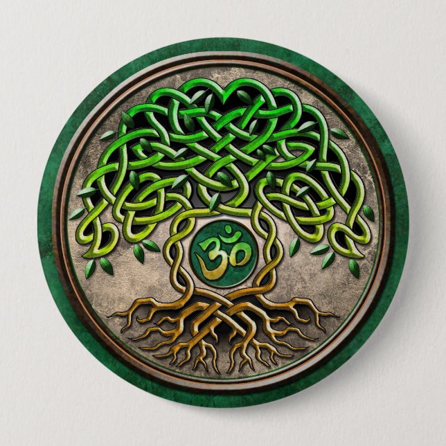 Bóton Redondo 10.16cm Árvore da ioga de vida (Frente)