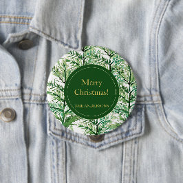 Bóton Redondo 10.16cm Árvore de arte em aquarela personalizada de Natal