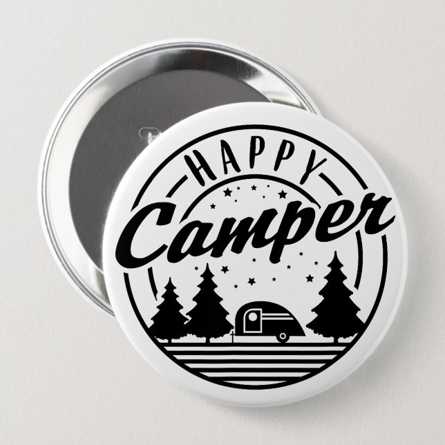 Bóton Redondo 10.16cm Árvores de Camisa Feliz e Camp Trailer (Frente & Verso)