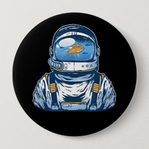Bóton Redondo 10.16cm Astronauta Fishbowl Helmet Goldfish Spaceman