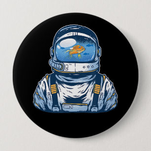 Bóton Redondo 10.16cm Astronauta Fishbowl Helmet Goldfish Spaceman Suit