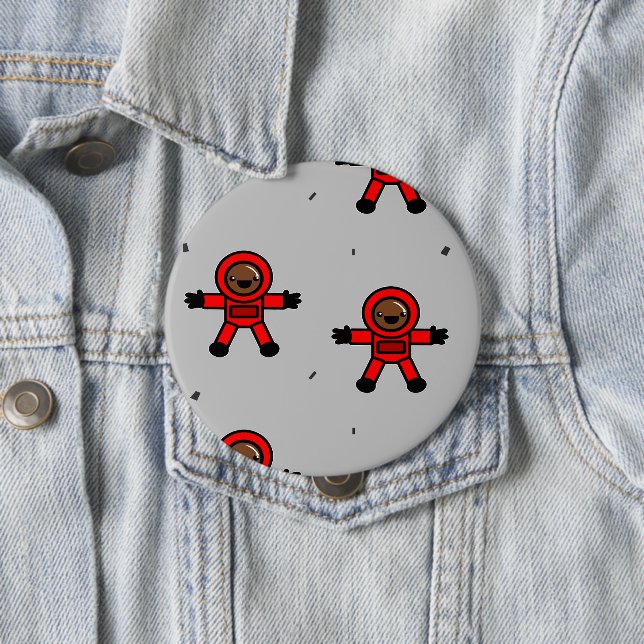 Bóton Redondo 10.16cm Astronautas de terno vermelho em cinzas (In Situ)